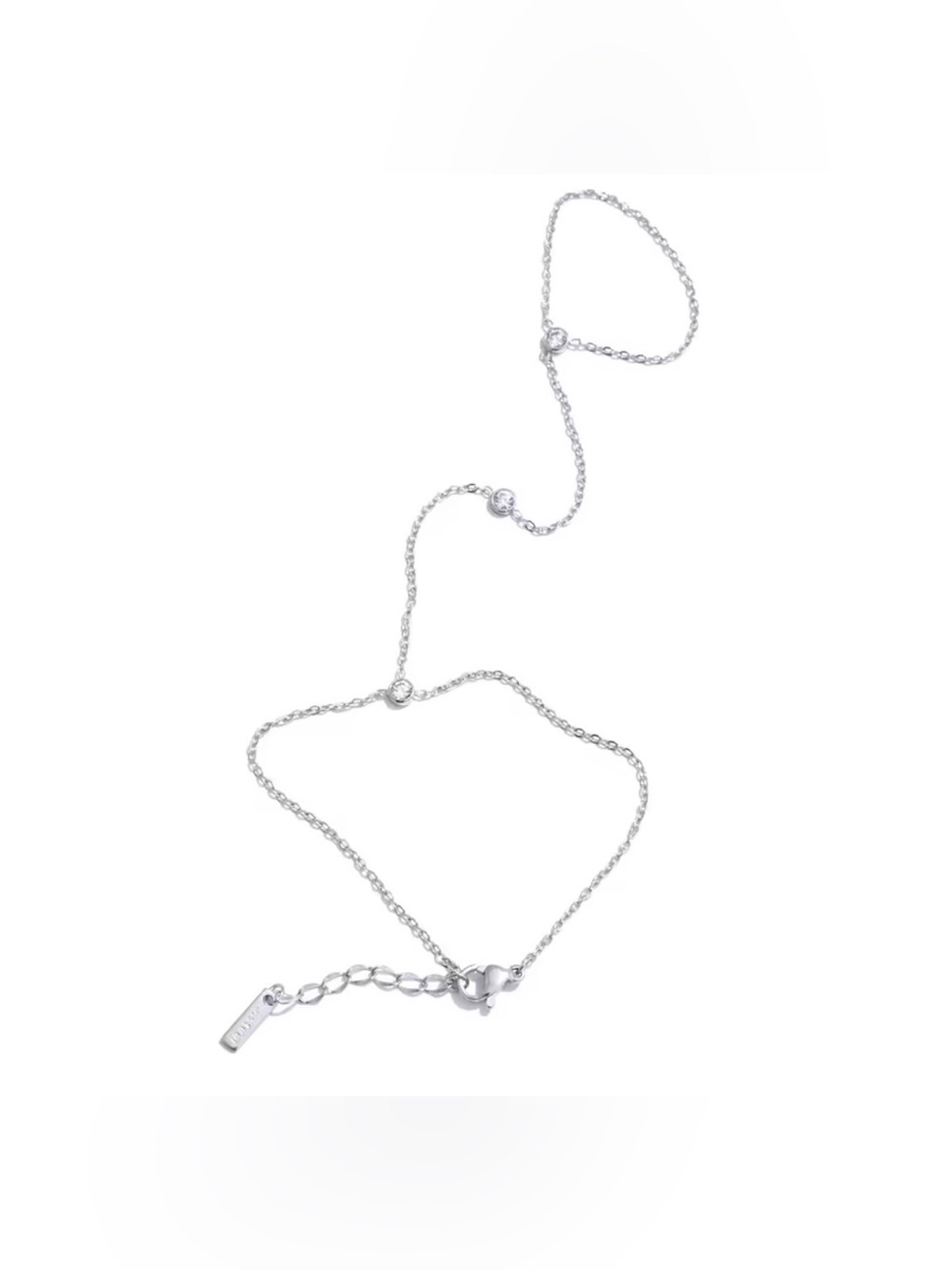 Delicate Silver Station Bracelet with Polished Finish - Silver